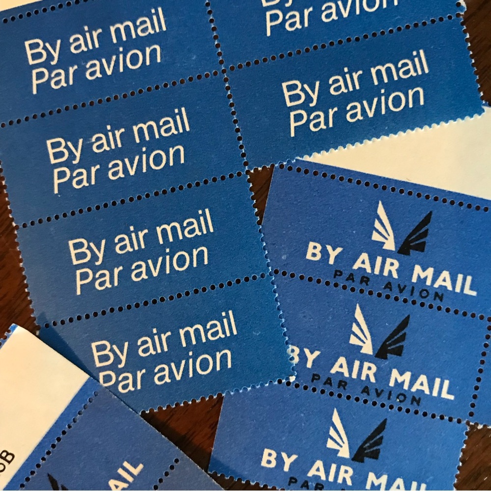 Vintage air mail stamps/labels